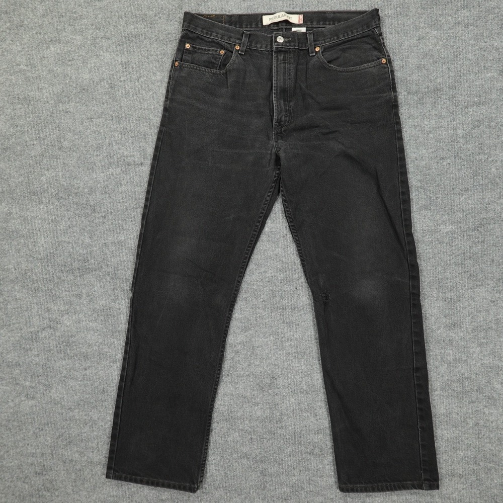 Vintage Levis 505 Mens Jeans Regular Straight Black Dark Y2K 36x32 (Tag 38x32)